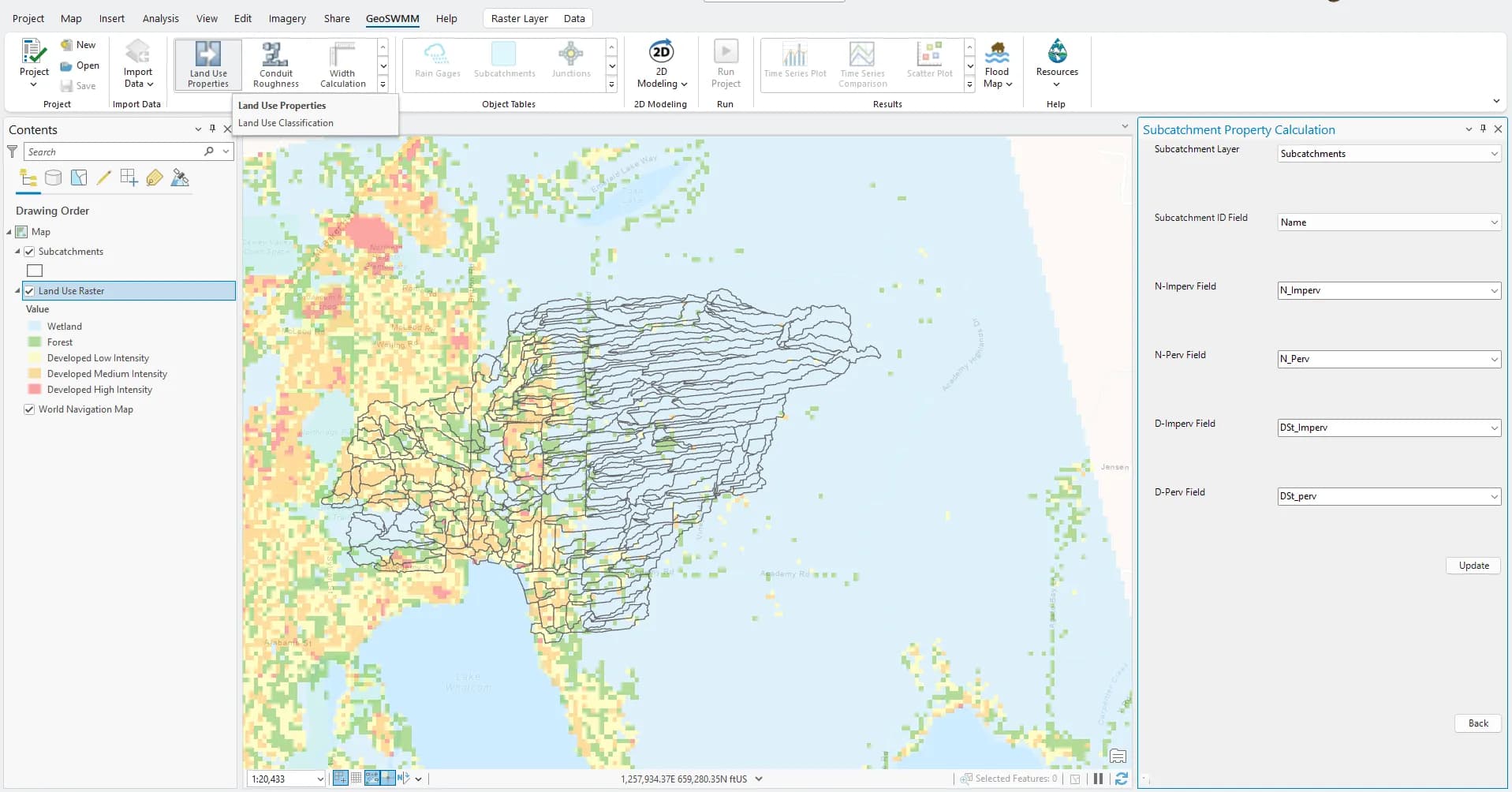 Land Use Properties interface